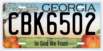 GA license plate CBK6502