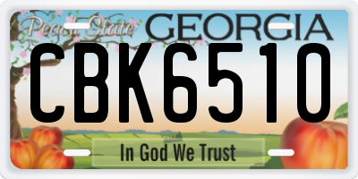 GA license plate CBK6510