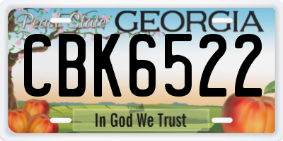 GA license plate CBK6522