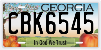 GA license plate CBK6545