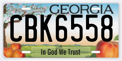 GA license plate CBK6558