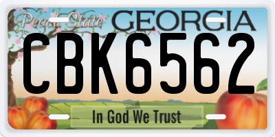 GA license plate CBK6562