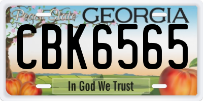 GA license plate CBK6565