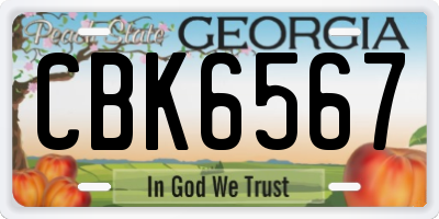 GA license plate CBK6567