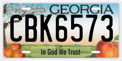 GA license plate CBK6573