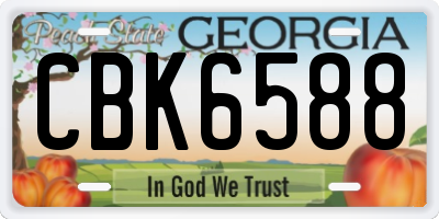 GA license plate CBK6588