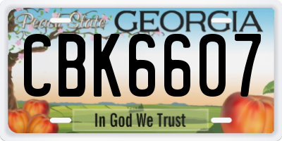 GA license plate CBK6607
