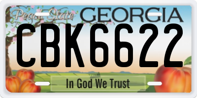 GA license plate CBK6622