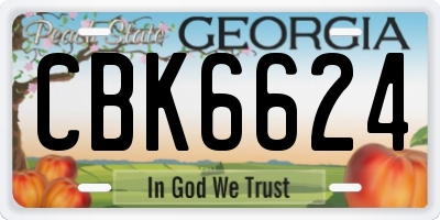 GA license plate CBK6624
