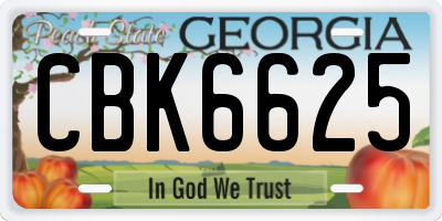 GA license plate CBK6625