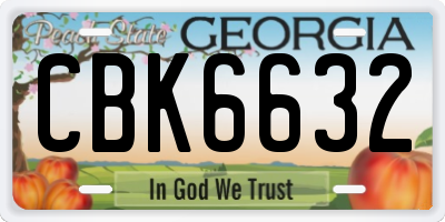 GA license plate CBK6632