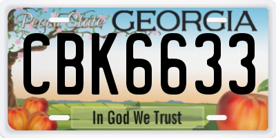 GA license plate CBK6633