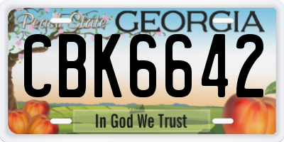 GA license plate CBK6642