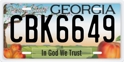 GA license plate CBK6649