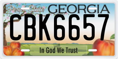 GA license plate CBK6657
