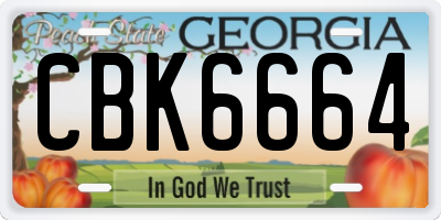 GA license plate CBK6664