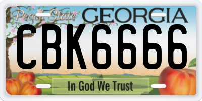 GA license plate CBK6666
