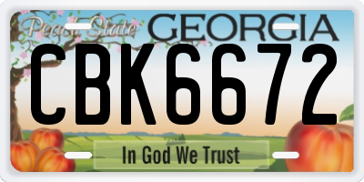 GA license plate CBK6672