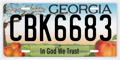 GA license plate CBK6683
