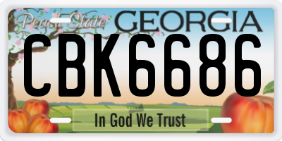 GA license plate CBK6686