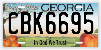 GA license plate CBK6695
