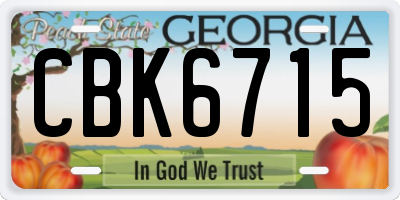GA license plate CBK6715