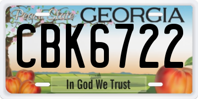 GA license plate CBK6722