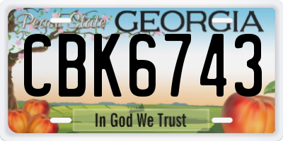 GA license plate CBK6743