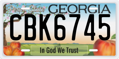 GA license plate CBK6745