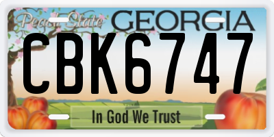 GA license plate CBK6747