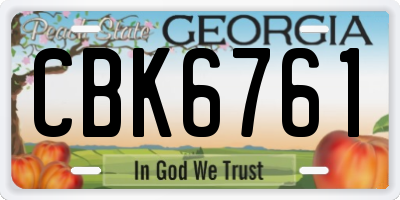 GA license plate CBK6761