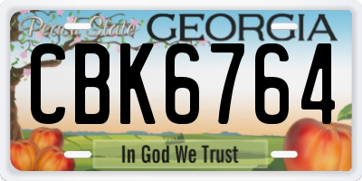 GA license plate CBK6764
