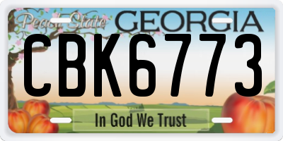 GA license plate CBK6773