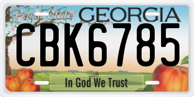GA license plate CBK6785