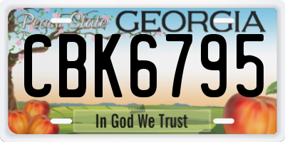 GA license plate CBK6795