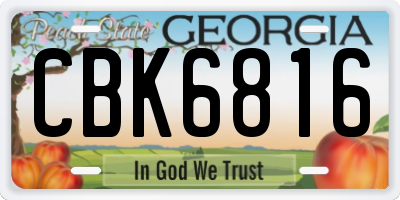 GA license plate CBK6816