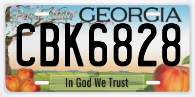 GA license plate CBK6828