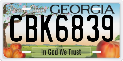 GA license plate CBK6839