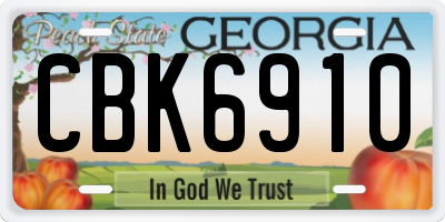 GA license plate CBK6910