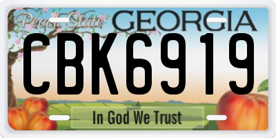 GA license plate CBK6919