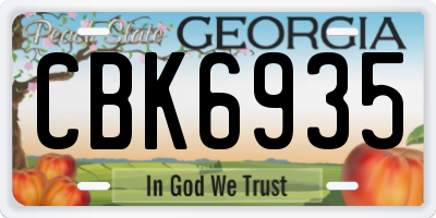 GA license plate CBK6935