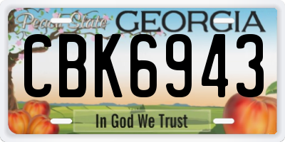 GA license plate CBK6943