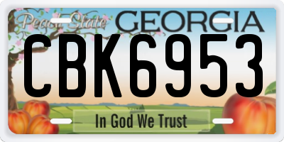 GA license plate CBK6953