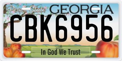 GA license plate CBK6956