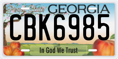 GA license plate CBK6985