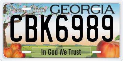 GA license plate CBK6989
