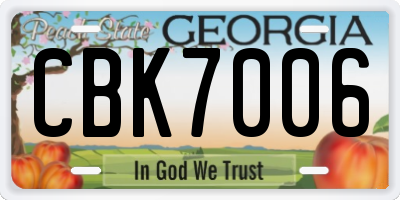 GA license plate CBK7006