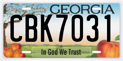 GA license plate CBK7031