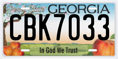 GA license plate CBK7033