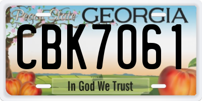 GA license plate CBK7061